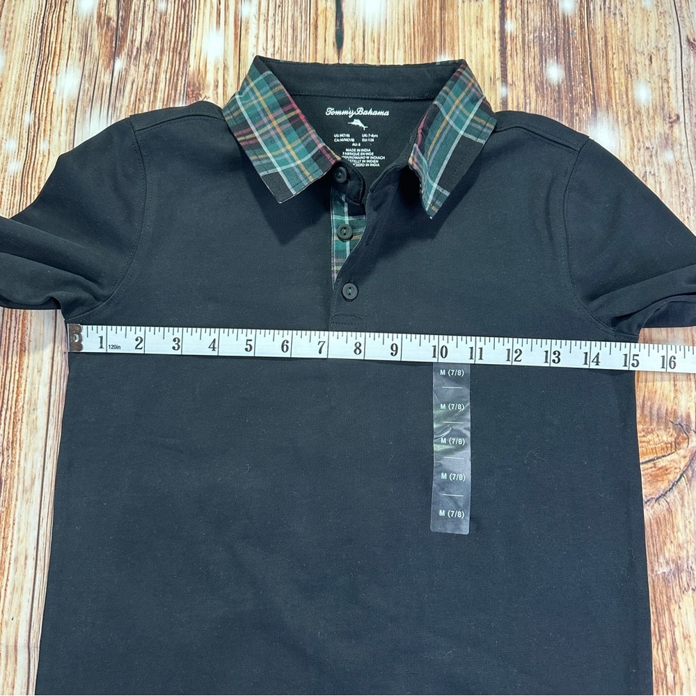 NWT Tommy Bahama Kids Plaid Collared Black Long-Sleeve Shirt - Medium 7/8 - Picture 6 of 12